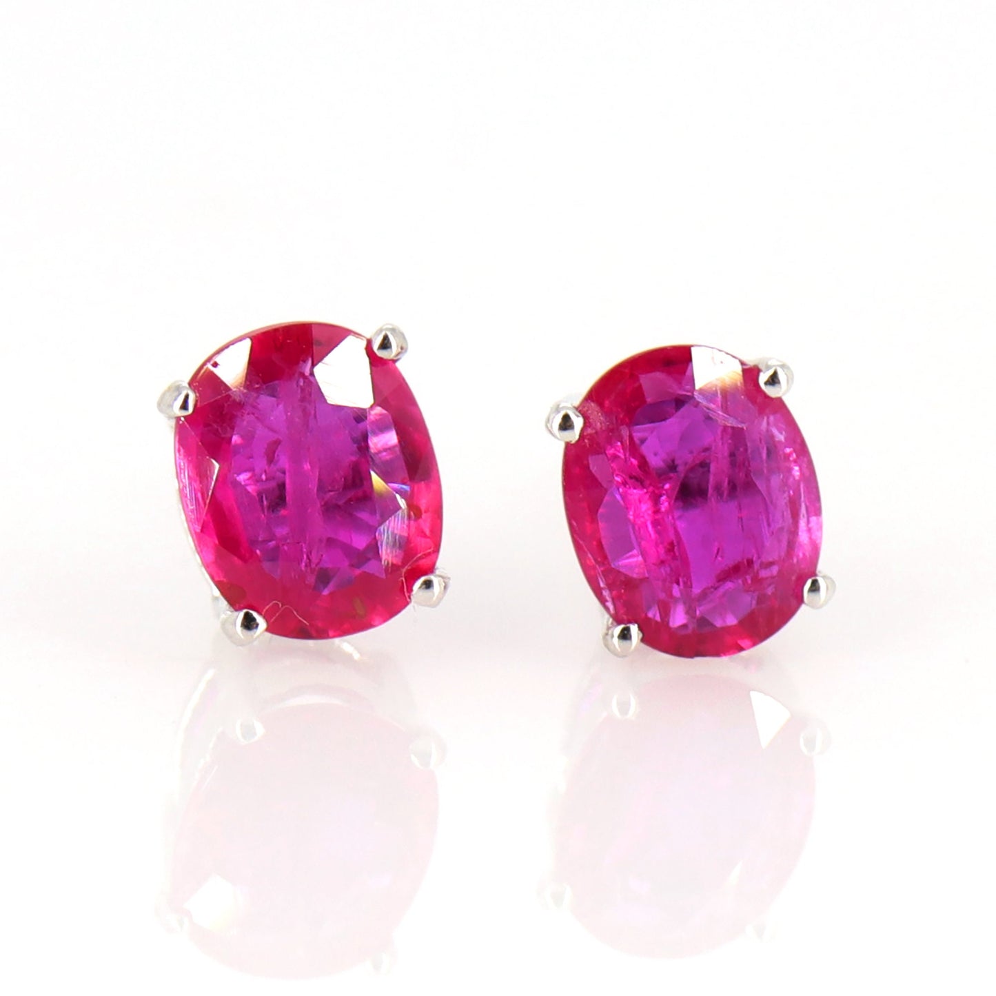 1.26 Ruby Studs Yellow/White Dainty Ruby Studs 6X5Mm Genuine Ruby Tiny Ruby Push Back Studs 18K Gold