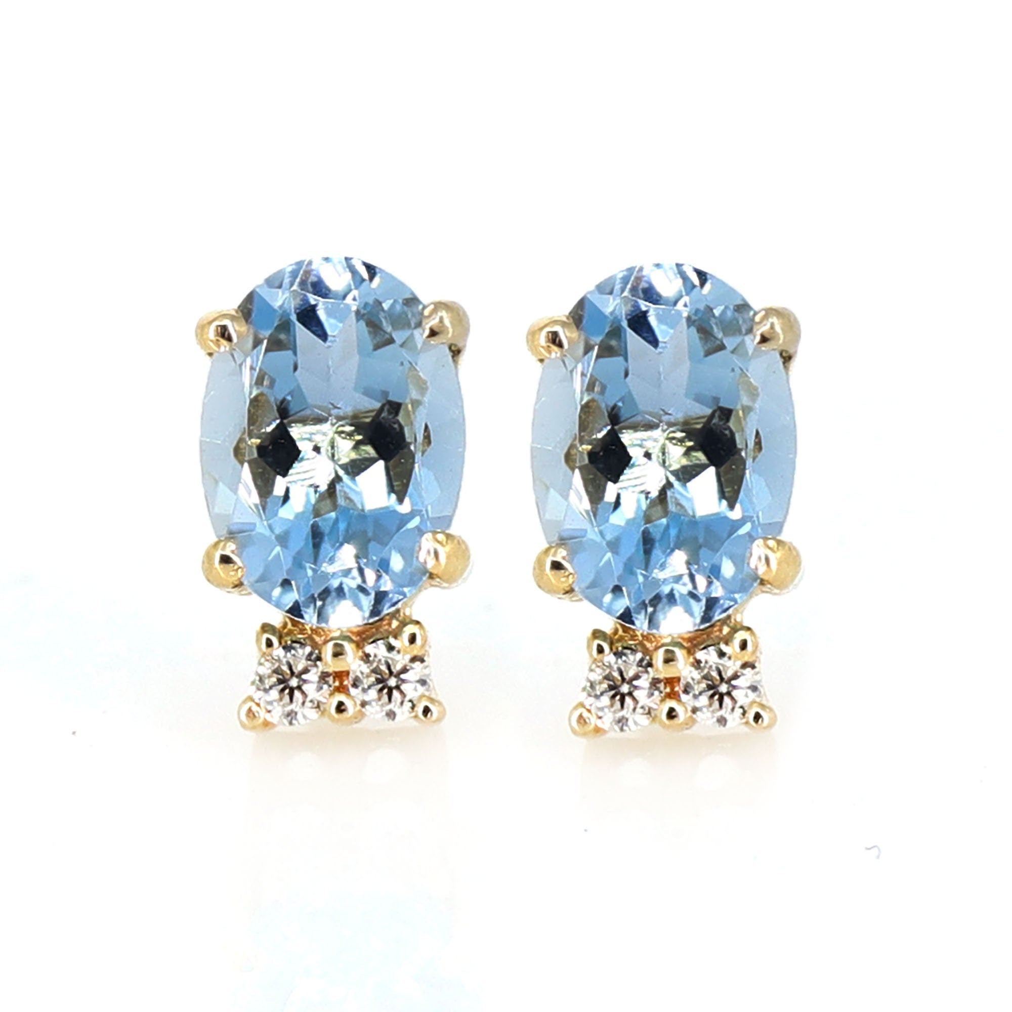Aquamarine Stud Earring 14K Gold