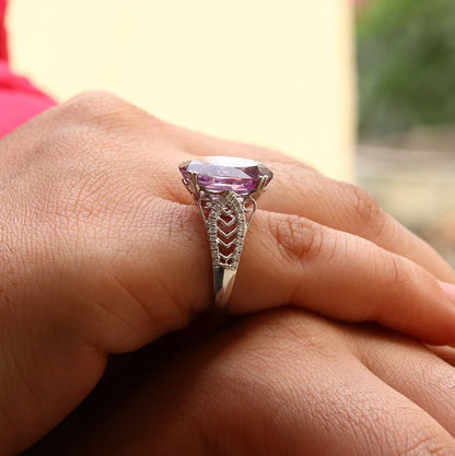 White Amethyst Engagement Ring 18K Gold