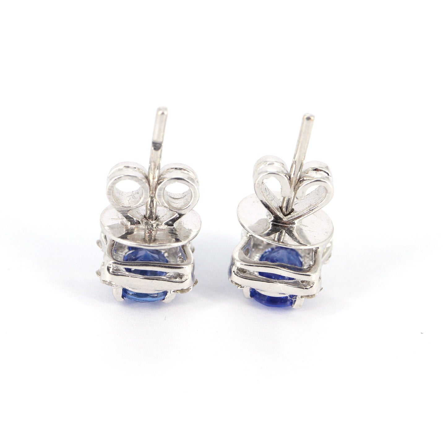 White Studded Blue Sapphire Earring 18K Gold