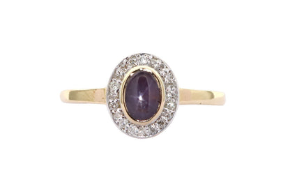 Halo Star Ruby Ring 14K Gold