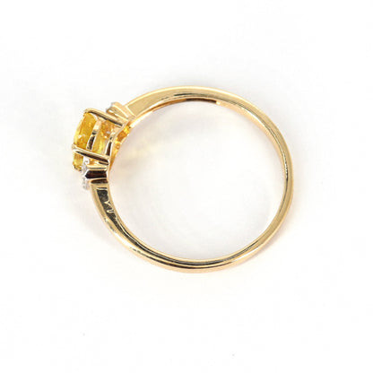 Oval Cut Yellow Sapphire Ring 14K Gold