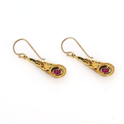 Pearl Red Ruby Earring Gold