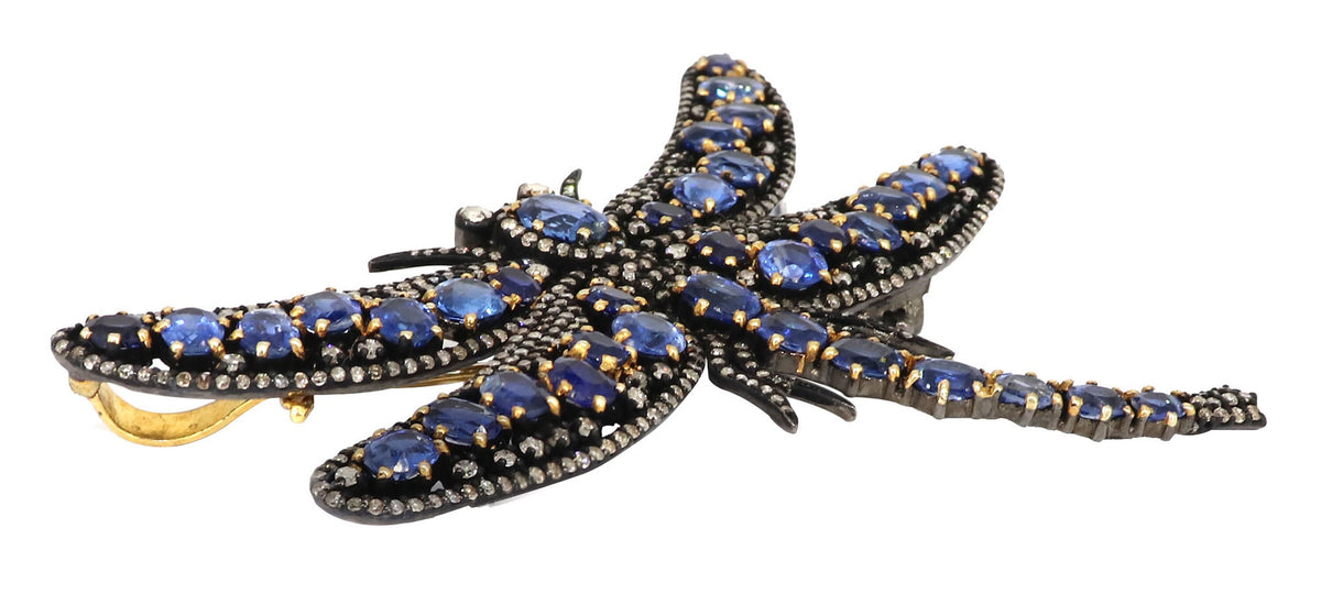 Exclusively Designed Dragon Fly Vintage Replica Brooch Cum Pendent Kynite . Gold