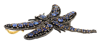 Exclusively Designed Dragon Fly Vintage Replica Brooch Cum Pendent Kynite . Gold