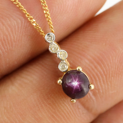 Dainty Star Ruby Pendant 14K Gold
