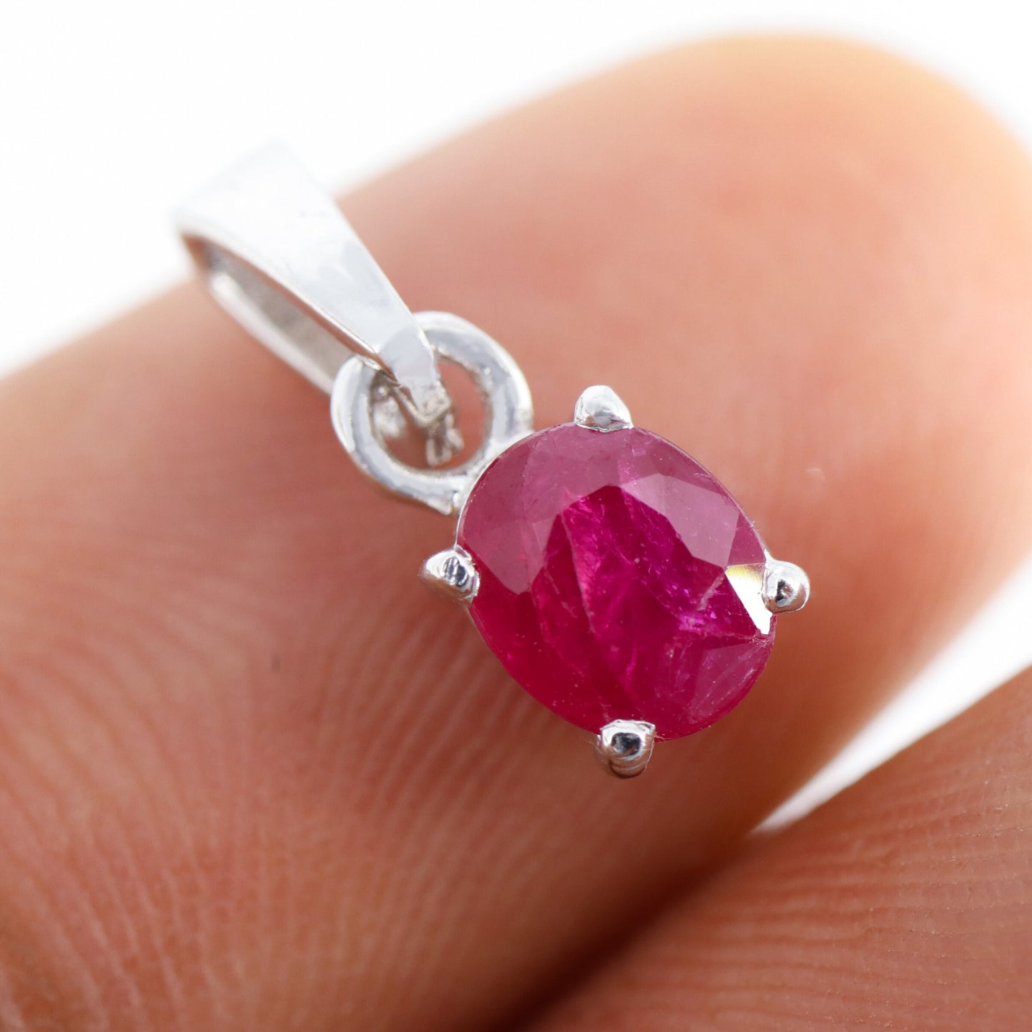 Vintage Sterling Ruby Pendant Silver