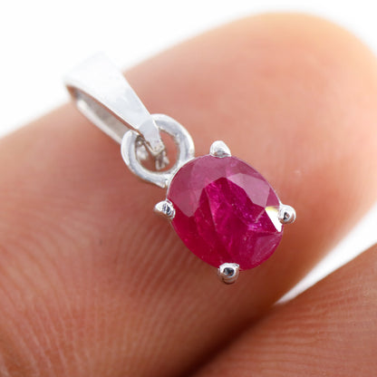 Vintage Sterling Ruby Pendant Silver