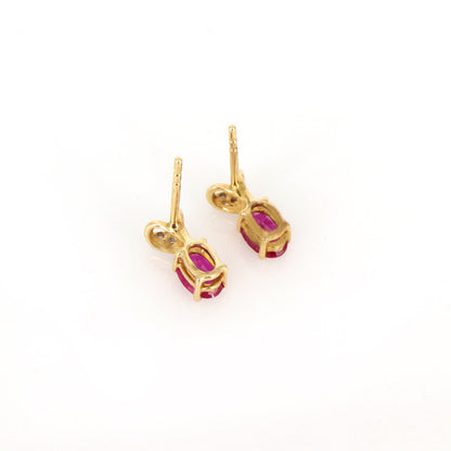 Dainty Ruby Stud Earring 14K Gold