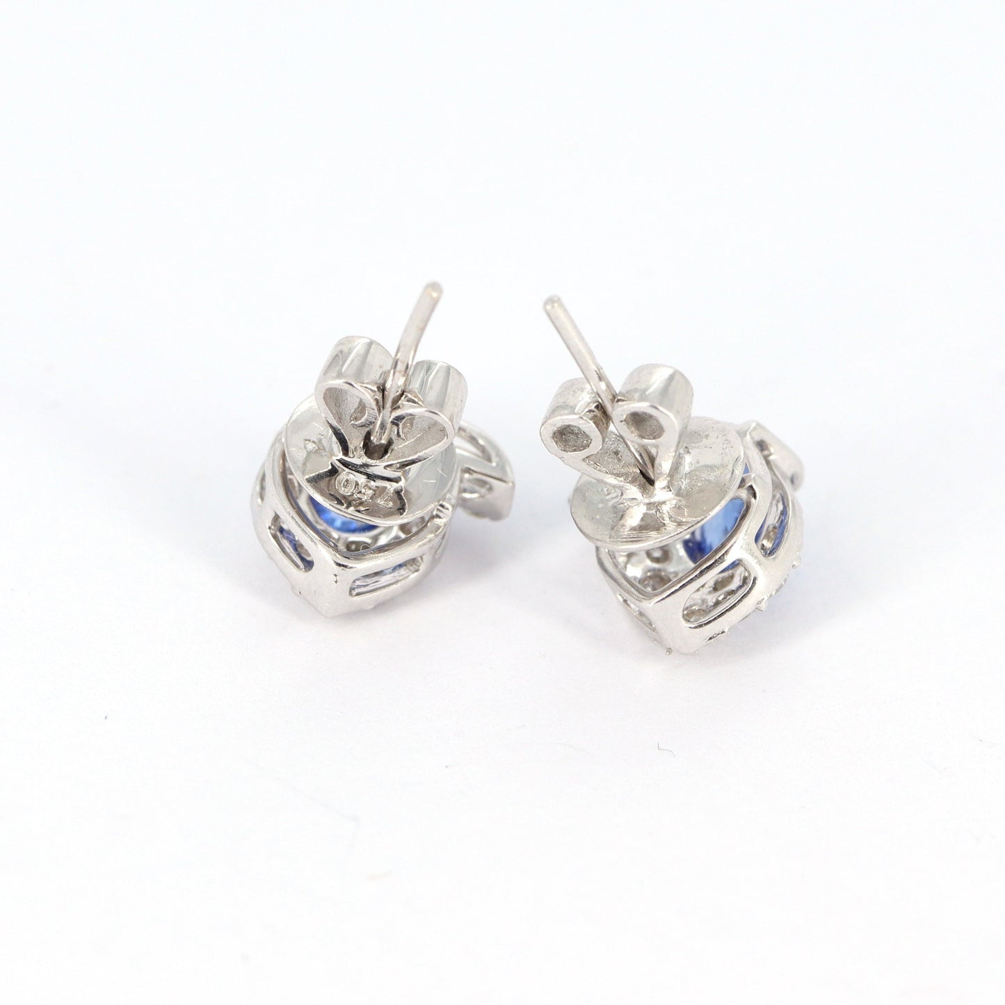 White Studded Blue Sapphire Earring 18K Gold