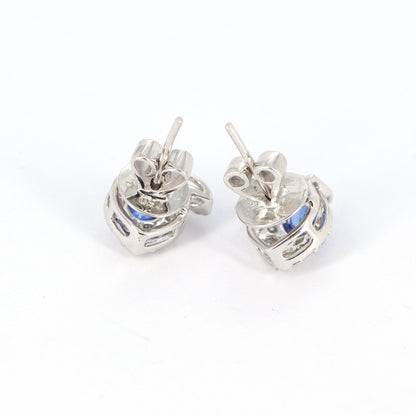 White Studded Blue Sapphire Earring 18K Gold