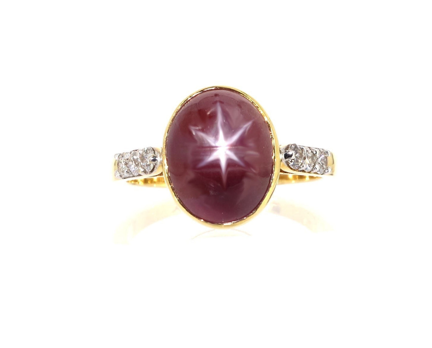 Yellow Star Ruby Ring 14K Gold