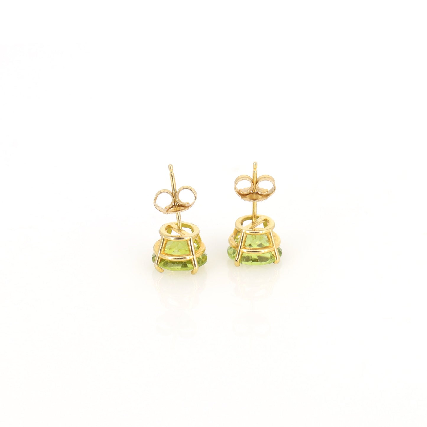 8Mm Tiny Round Cut Green Peridot Gemstone Studs Yellow Peridot Earring 14K Gold