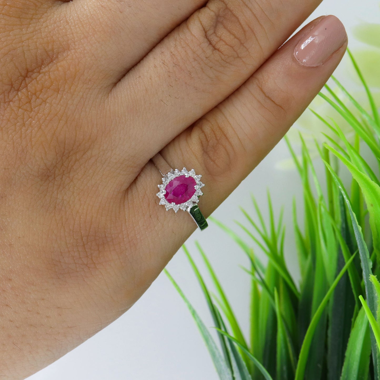 Faceted Ruby Ring Silver