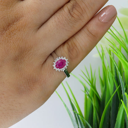 Faceted Ruby Ring Silver