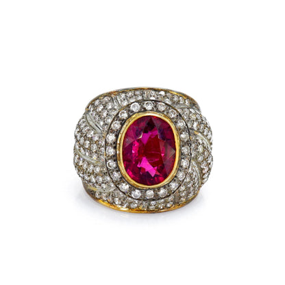 Yellow & Rubellite Ring 14K Gold