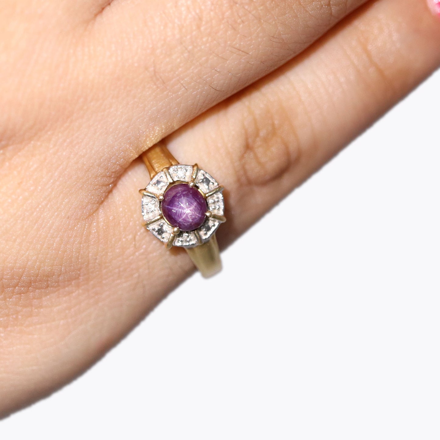 Yellow Star Ruby Ring 14K Gold