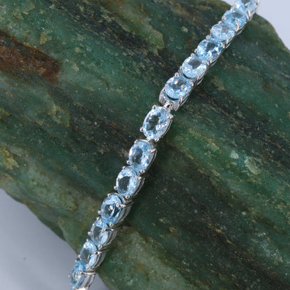 Faceted Blue Topaz Bracelet Silver