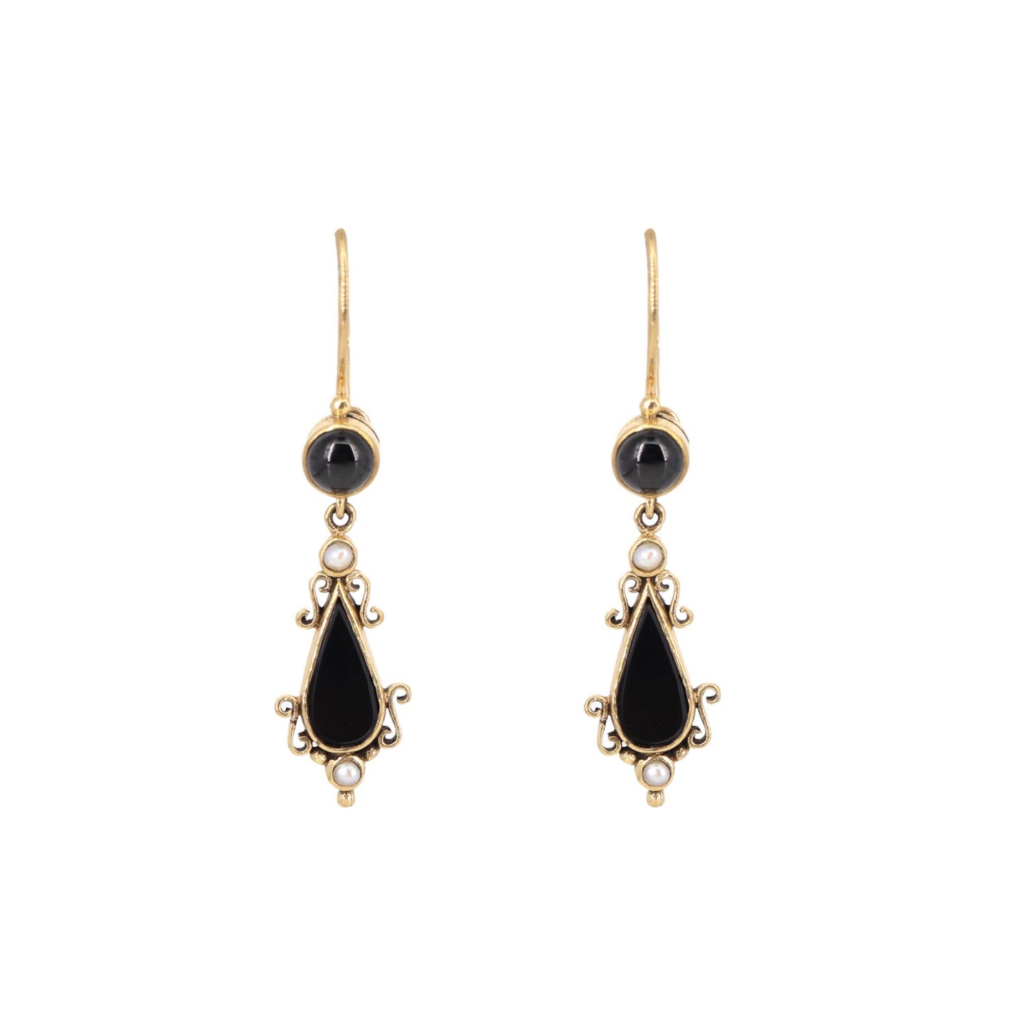 Black Onyx Pearl Earring Gold