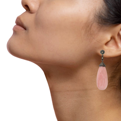Pink Opal Gemstone Victorian Earring