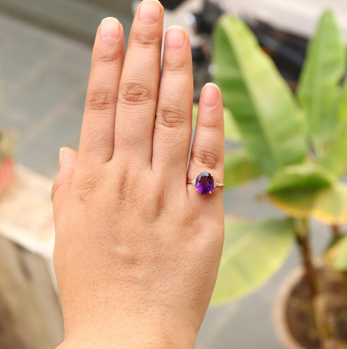 Purple Amethyst Ring 14K Gold