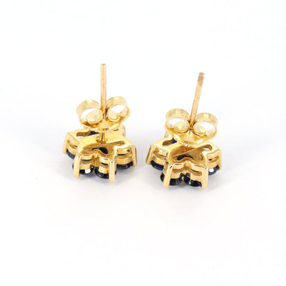 8Mm Flower Shape Studs Daily Wear Studs Blue Sapphire Yellow Sapphire Earring 14K Gold