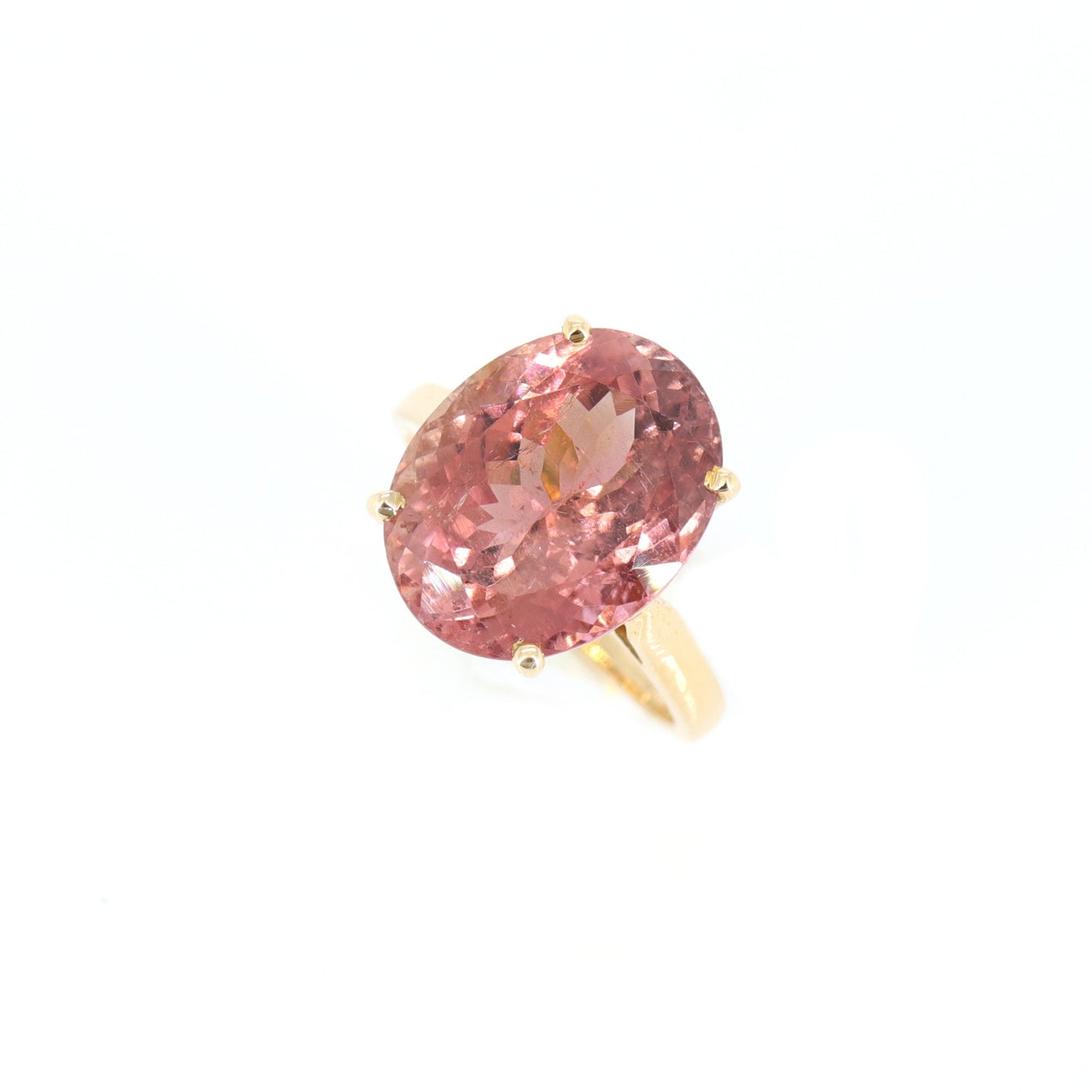 Pink Tourmaline Classic Cocktail Ring 14K Gold