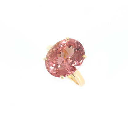 Pink Tourmaline Classic Cocktail Ring 14K Gold