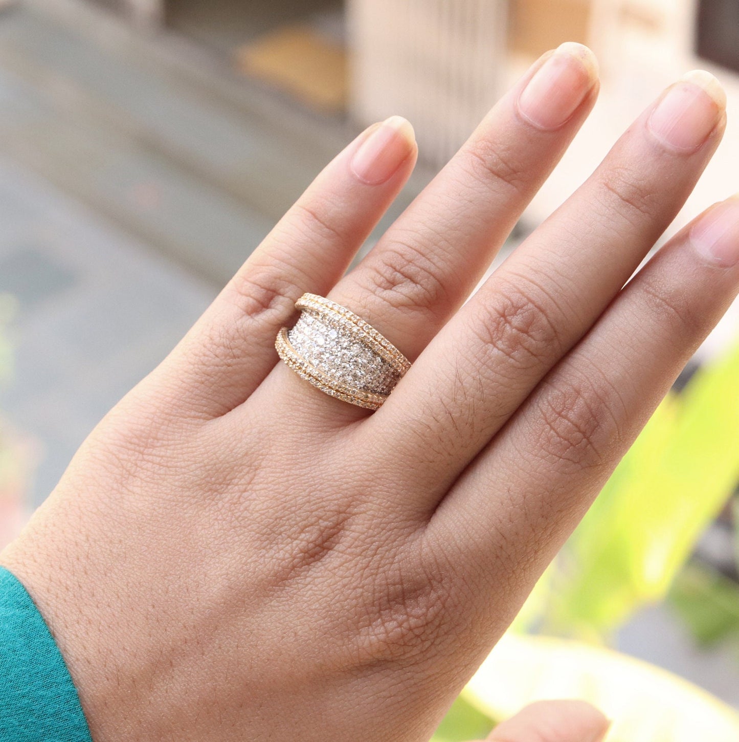 Two Tone Statement Ring 18K Gold