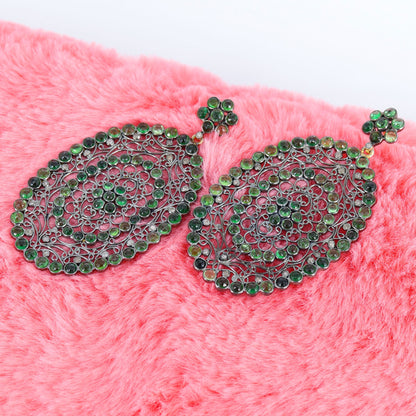 Victorian Stylish Chrome Diopside Gemstone Earring