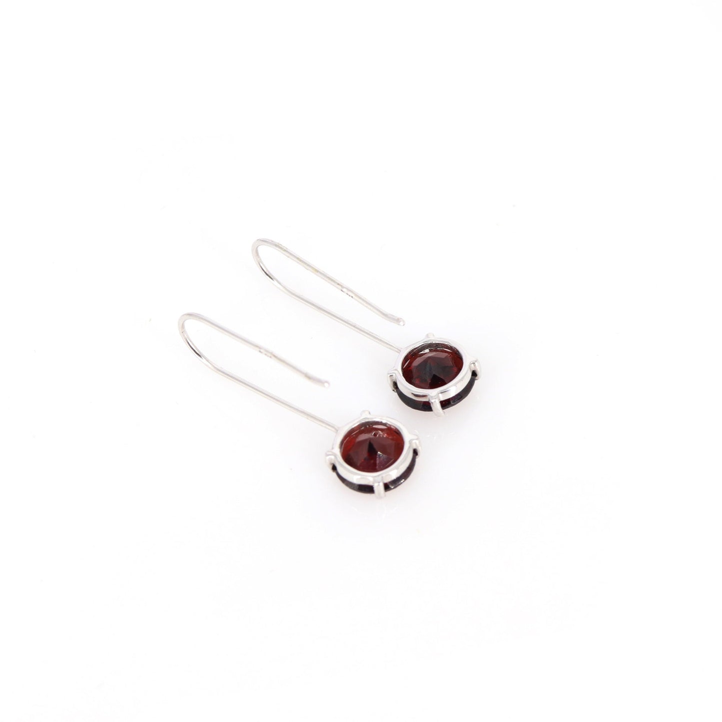 Red Garnet Round Shape Earring 14K Gold