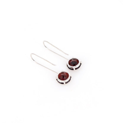 Red Garnet Round Shape Earring 14K Gold