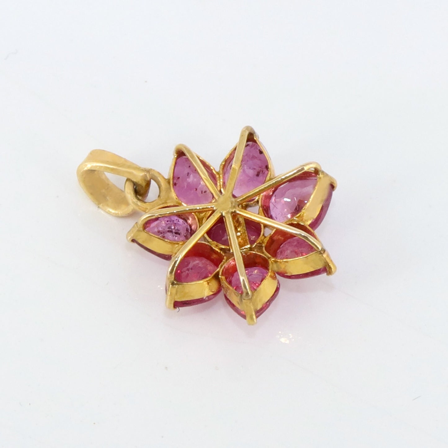 Ruby Flower Pendant 14K Gold