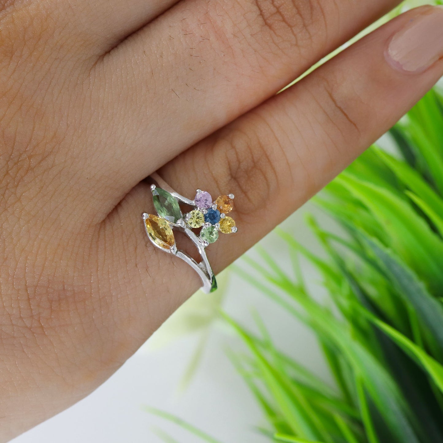 Classic Multi Sapphire Ring Silver