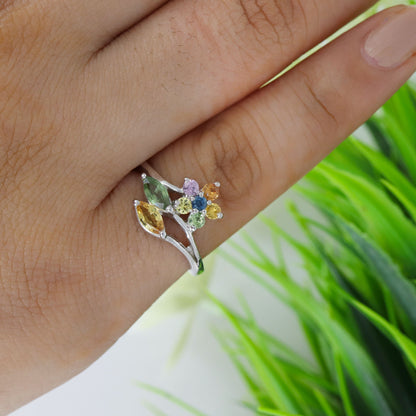 Classic Multi Sapphire Ring Silver