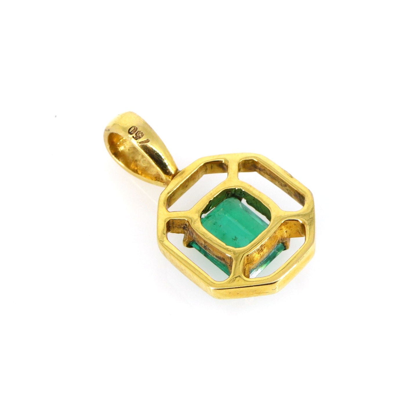 Nice Color Quality Emerald Gemstone Pendant 18K Gold
