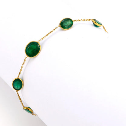Green Emerald Bracelet 14K Gold