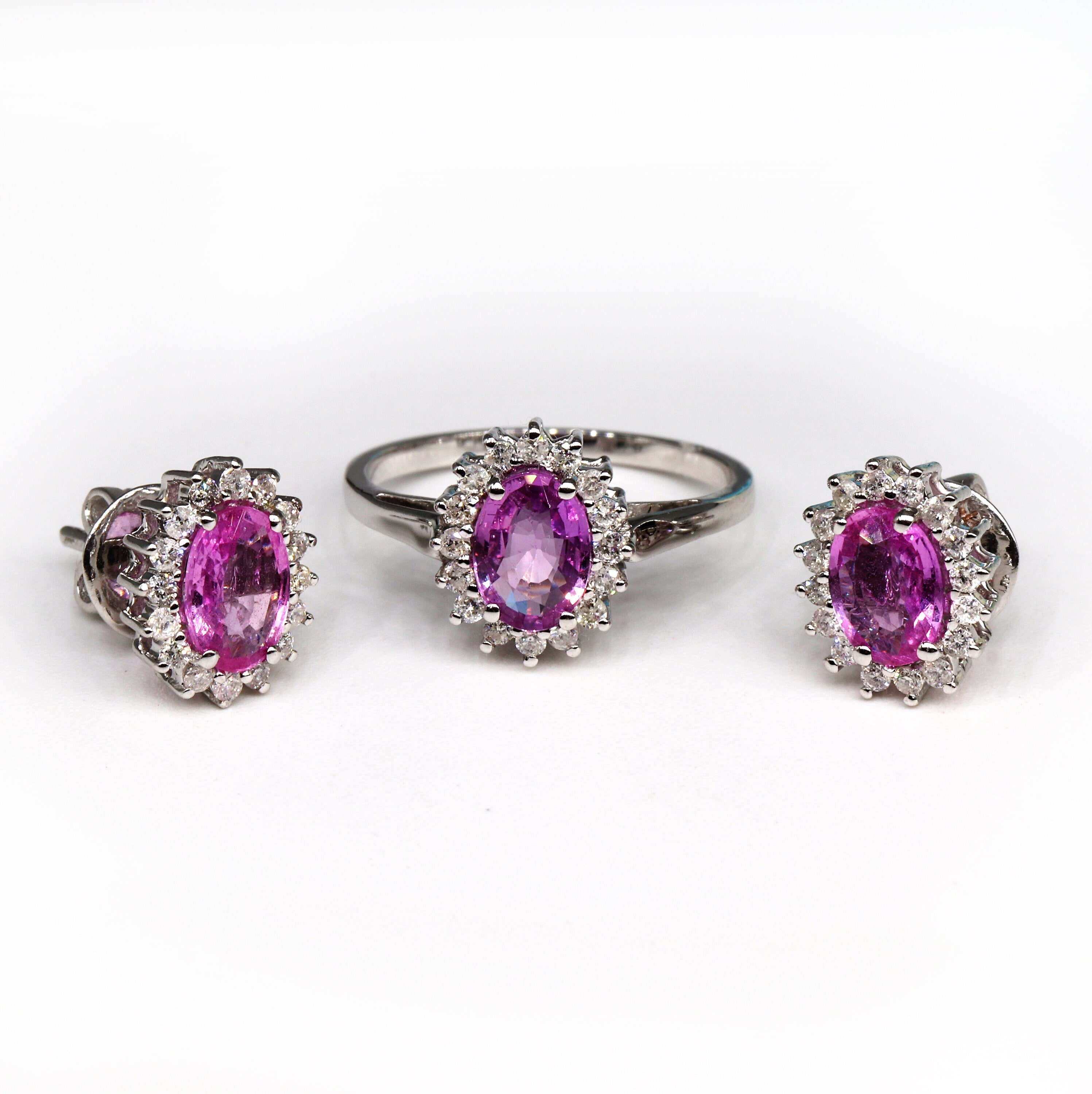 White Pink Sapphire Ring 14K Gold