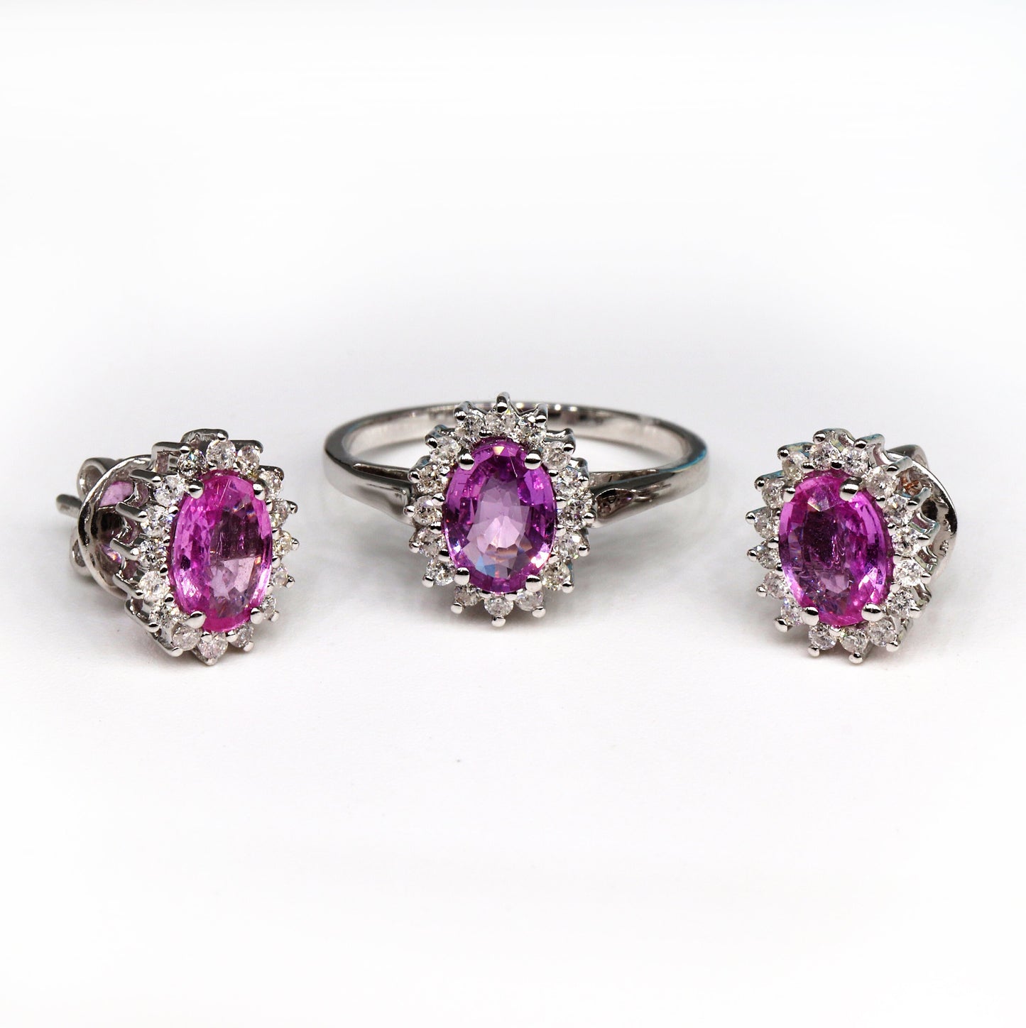 White Pink Sapphire Ring 14K Gold