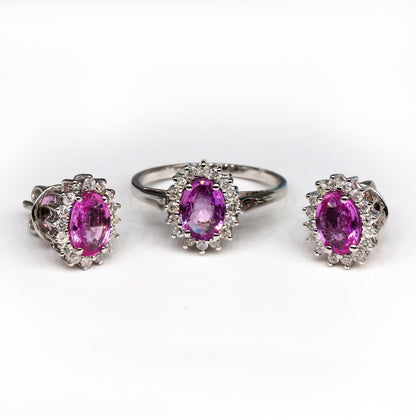 White Pink Sapphire Ring 14K Gold