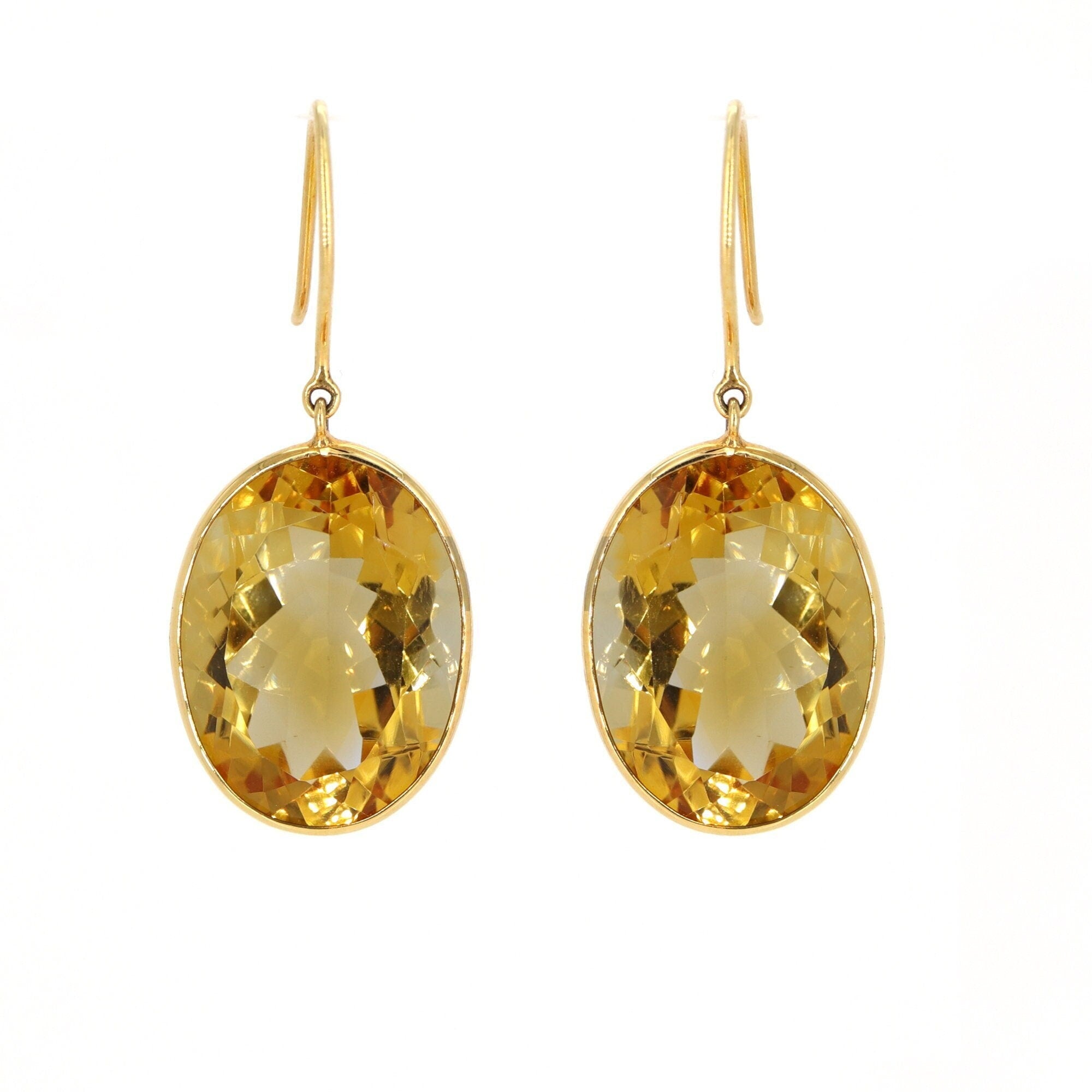 Top Quality Citrine Stone Earring 18K Gold