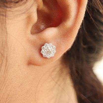 Solitaire Studs/ Pave Stud / Wedding Earring 18K Gold