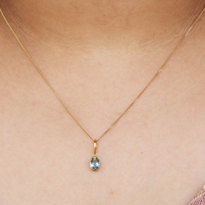 Aquamarine Pendant 14K Gold