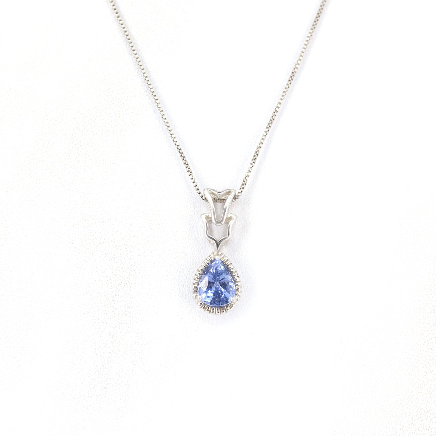 Pear Cut Blue Sapphire Pendant 14K Gold