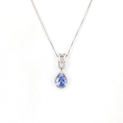 Pear Cut Blue Sapphire Pendant 14K Gold
