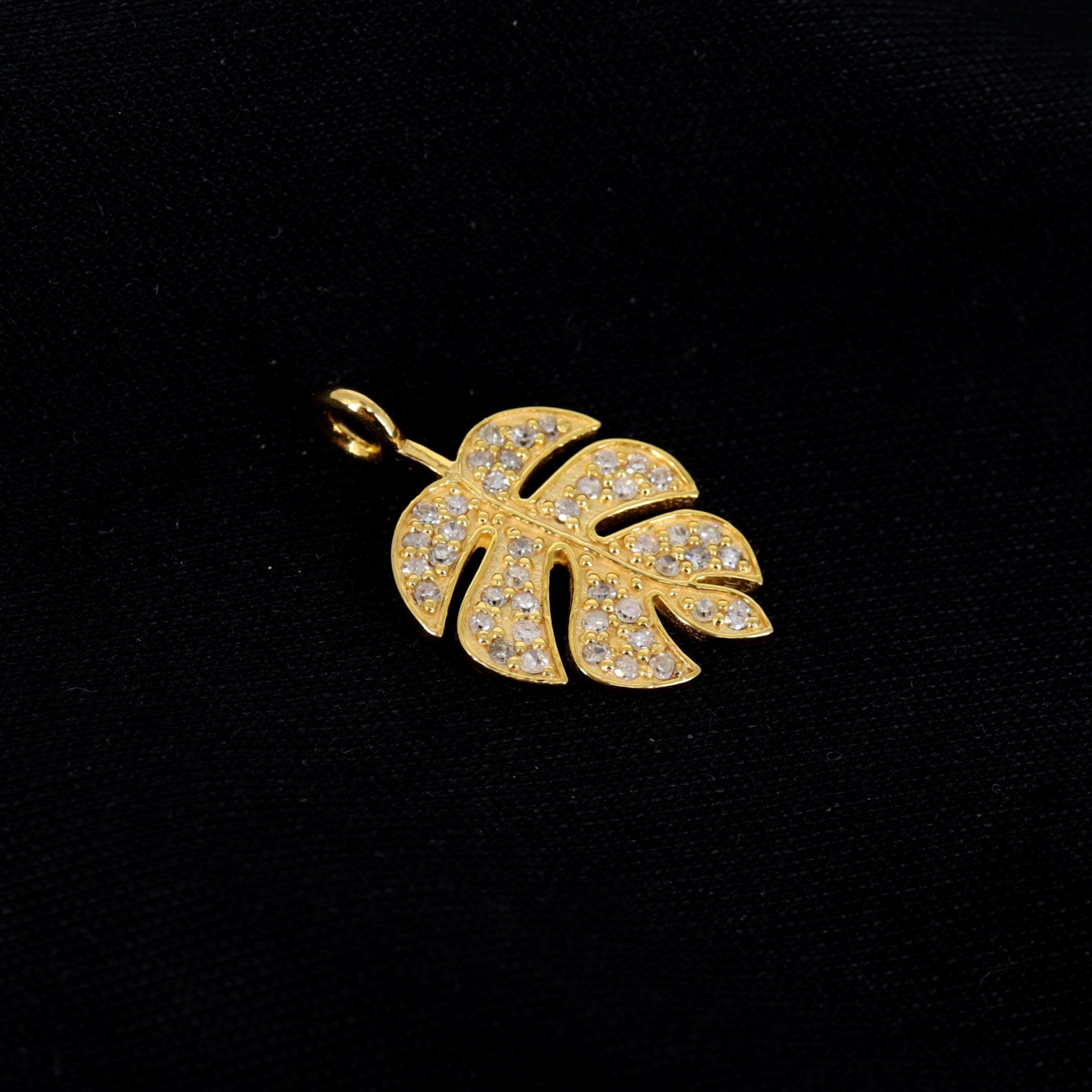Tiny Tropical Foliage Pendant 14K Gold