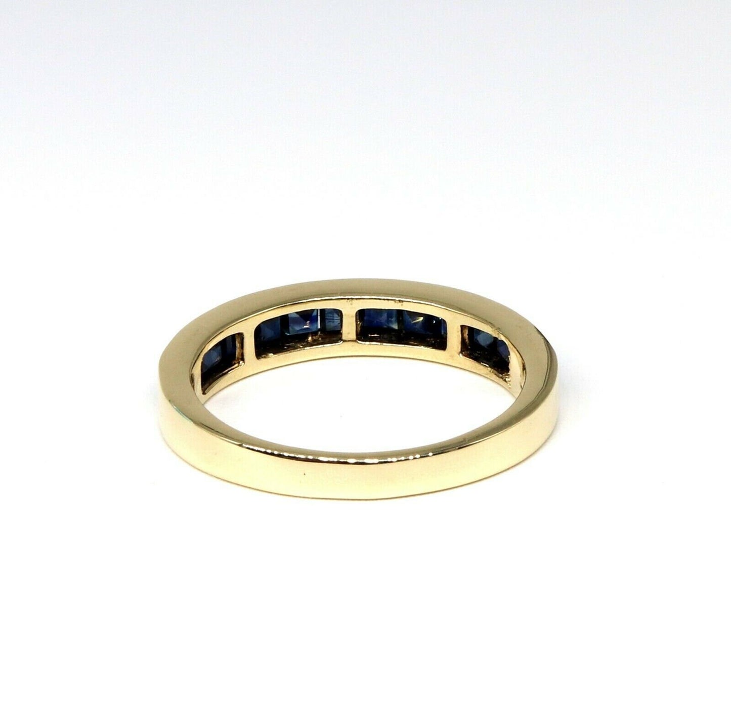 Yellow Blue Sapphire Eternity Band Ring 14K Gold