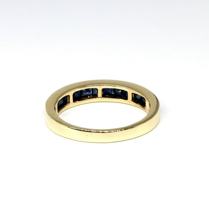 Yellow Blue Sapphire Eternity Band Ring 14K Gold