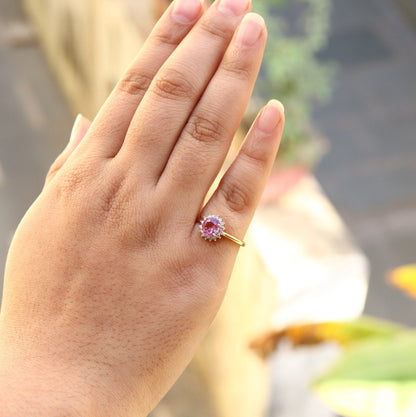 Pink Sapphire Gemstone Ring 14K Gold