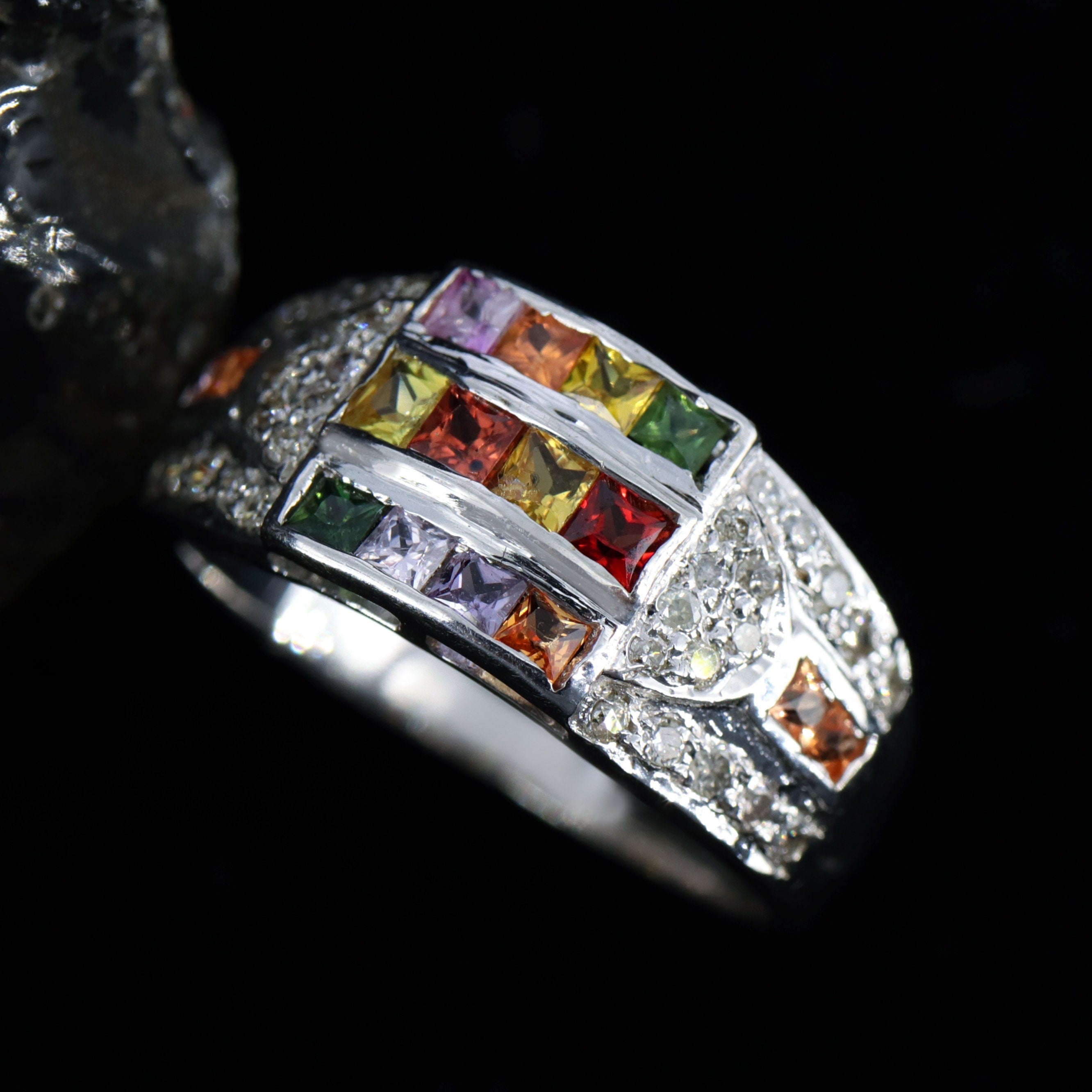 Multi Sapphire Ring Silver